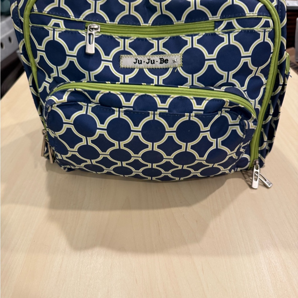 Ju-Ju-Be Navy and Lime Patterned Baby Bag